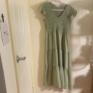 NWOT AUGUST SKY Chic Olive Maxi Dress, Size Large